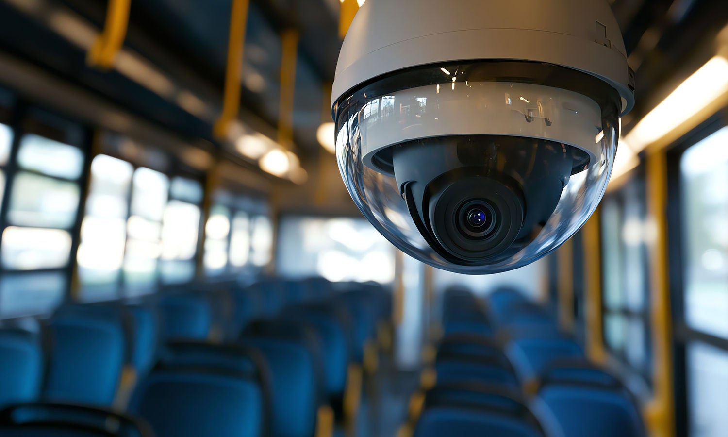 image of surveilance camera in Metro train ceiling